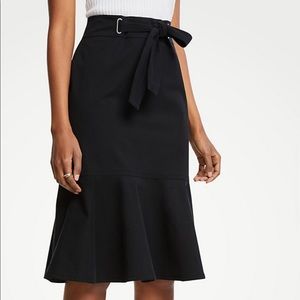 Ann Taylor Tie Waist Flounce Skirt in Black